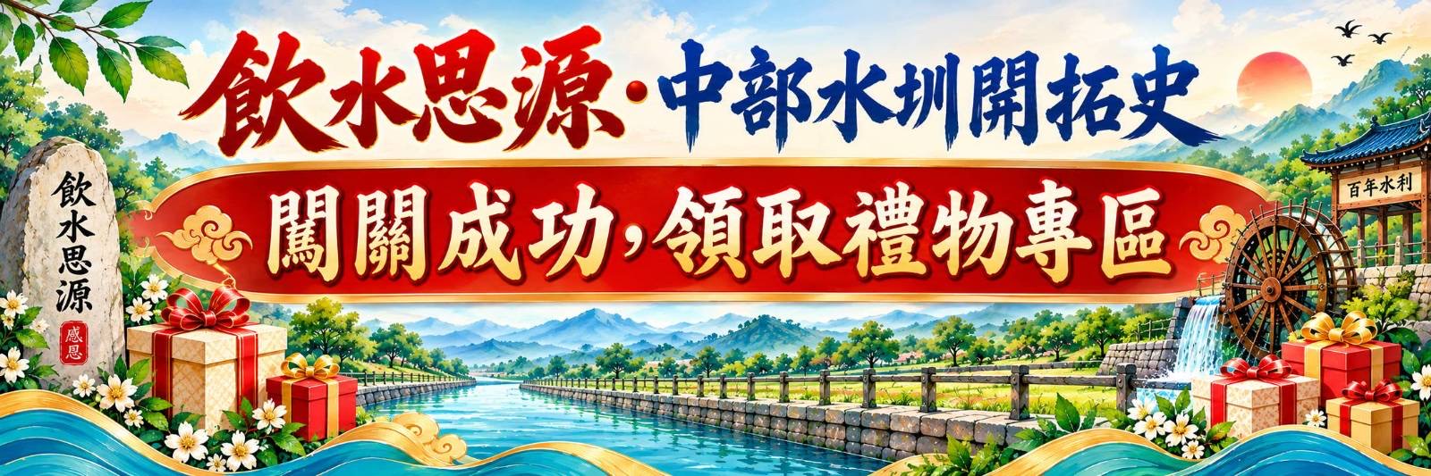 飲水思源・中部水圳開拓史 闖關成功領取禮物專區橫幅